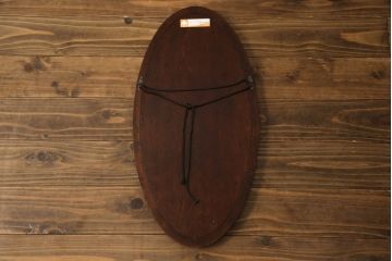 中古　美品　松本民芸家具　オーバル型の上品なデザインが魅力の壁掛けミラー(ウォールミラー、鏡)(R-066013)