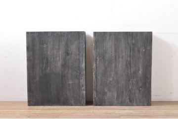 中古　希少!!　アンティーク調　総無垢材の味わい深い風合いが魅力的なボックス型コンソールテーブル2台セット(カウンターテーブル、サイドテーブル、飾り台)(R-066018)