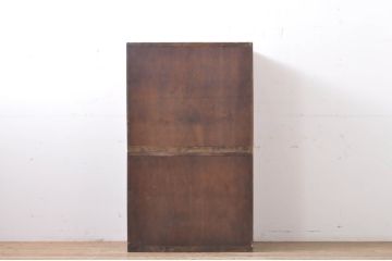 和製アンティーク　前面欅(ケヤキ)材　昭和レトロな雰囲気漂う重ね食器棚(収納棚、戸棚、キャビネット、茶箪笥)(R-066021)