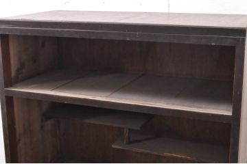 和製アンティーク　前面欅(ケヤキ)材　昭和レトロな雰囲気漂う重ね食器棚(収納棚、戸棚、キャビネット、茶箪笥)(R-066021)