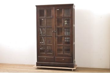 中古　北海道民芸家具　和洋どちらのお部屋にも馴染むブックケース(本箱、書棚、収納棚、戸棚、キャビネット、飾り棚)(R-066030)