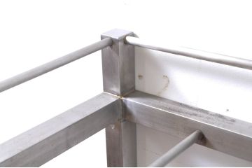 和製ビンテージ　特注　総ステンレス　収納力抜群の大型サイズ!!古い銭湯のカゴラック(飾り棚、陳列棚、収納棚、オープンラック、ヴィンテージ、店舗什器)(R-066033)
