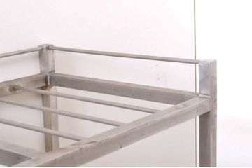 和製ビンテージ　特注　総ステンレス　収納力抜群の大型サイズ!!古い銭湯のカゴラック(飾り棚、陳列棚、収納棚、オープンラック、ヴィンテージ、店舗什器)(R-066033)