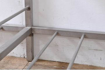 和製ビンテージ　特注　総ステンレス　インダストリアルな空間作りにおすすめ!!古い銭湯のカゴラック(飾り棚、陳列棚、収納棚、オープンラック、ヴィンテージ、店舗什器)(R-066034)