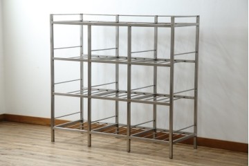 和製ヴィンテージ　特注　総ステンレス　インダストリアルな空間作りにおすすめ!!古い銭湯のカゴラック　(R-066034)