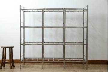 和製ヴィンテージ　特注　総ステンレス　インダストリアルな空間作りにおすすめ!!古い銭湯のカゴラック　(R-066034)