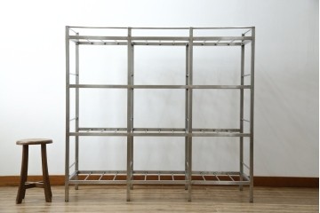 和製ヴィンテージ　特注　総ステンレス　インダストリアルな空間作りにおすすめ!!古い銭湯のカゴラック　(R-066034)
