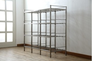 和製ヴィンテージ　特注　総ステンレス　インダストリアルな空間作りにおすすめ!!古い銭湯のカゴラック　(R-066034)