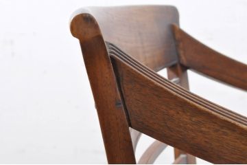 海外アンティーク　チーク材?　ラタンの座面が涼し気な印象のアームチェア(椅子、イス、ダイニングチェア)(R-066038)