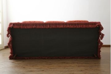 中古　高級輸入家具　ボリューム感のあるフォルムが可愛らしい!!華やかなファブリックが目を引く3人掛けソファ(三人掛け、アームソファ、トリプルソファ)(定価約70万円)(R-066048)