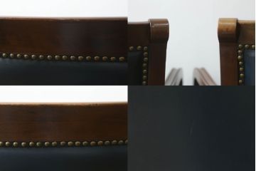 中古　maruni(マルニ木工)　KENT-COURT(ケントコート)　本革(レザー)　洗練された佇まいが美しいアームチェア2脚セット(ラウンジチェア、一人掛けソファ、1人掛けソファ、椅子、イス)(R-066050)