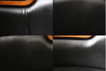 中古　IDC大塚家具取り扱い　イタリア製　本革(レザー)　高級感漂う佇まいが魅力のラウンジチェア2脚セット(1人掛けソファ、一人掛けソファ、アームチェア、椅子、イス)(定価2脚で約60万円)(R-066051)