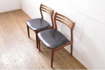 北欧ビンテージ　デンマーク家具　ヴェスタヴィグ・エリクセン(Vestervig Eriksen)　ローズウッド材　無垢材　洗練された佇まいが魅力のダイニングチェア2脚セット(アームレスチェア、椅子、イス、ヴィンテージ)(R-066053)