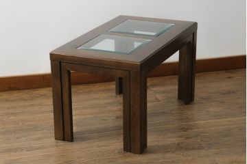 中古　カリモク家具(karimoku)　domani(ドマーニ)　洗練されたモダンデザインが魅力!!ガラストップのローテーブル(センターテーブル、カフェテーブル、コーヒーテーブル)(R-066057)