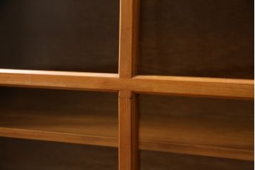 和製ビンテージ　昭和レトロ　ロータイプ　シンプルなつくりの薄型収納棚(サイドボード、サイドキャビネット、本箱、ブックケース、戸棚、飾り棚、ヴィンテージ)(R-066066)