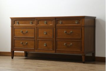 中古　DREXEL HERITAGE(ドレクセルヘリテイジ)　Triune(トライユン)　上品な佇まいが魅力のマホガニー材製サイドボード(サイドチェスト、引き出し、ドロワー)(定価約70万円)(R-066077)
