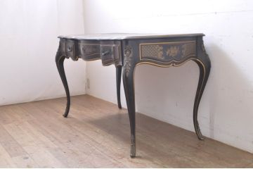 中古　希少!!　DREXEL HERITAGE(ドレクセルヘリテイジ)　シノワズリ様式　流れるような曲線デザインが美しい猫脚デスク(机、ワークデスク、在宅用、在宅ワーク用、コンソールテーブル)(R-066081)