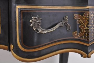 中古　希少!!　DREXEL HERITAGE(ドレクセルヘリテイジ)　シノワズリ様式　流れるような曲線デザインが美しい猫脚デスク(机、ワークデスク、在宅用、在宅ワーク用、コンソールテーブル)(R-066081)