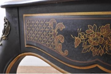 中古　希少!!　DREXEL HERITAGE(ドレクセルヘリテイジ)　シノワズリ様式　流れるような曲線デザインが美しい猫脚デスク(机、ワークデスク、在宅用、在宅ワーク用、コンソールテーブル)(R-066081)