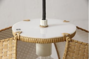 和製ビンテージ　希少な廃盤品　YAMAGIWA(ヤマギワ)　近藤昭作　竹のあかり　和モダンスタイルやナチュラルテイストの空間づくりにおすすめ!!竹あんどんの天井照明(行灯、行燈、吊り下げ照明、ペンダントライト、シェード、電笠、ヴィンテージ)(R-066089)