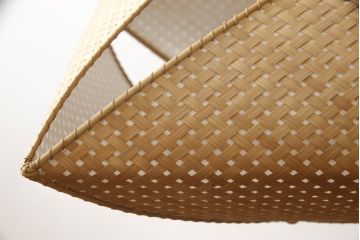 和製ビンテージ　希少な廃盤品　YAMAGIWA(ヤマギワ)　近藤昭作　竹のあかり　和モダンスタイルやナチュラルテイストの空間づくりにおすすめ!!竹あんどんの天井照明(行灯、行燈、吊り下げ照明、ペンダントライト、シェード、電笠、ヴィンテージ)(R-066089)