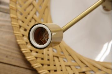 和製ビンテージ　希少な廃盤品　YAMAGIWA(ヤマギワ)　近藤昭作　竹のあかり　花びらのようなシェードが可愛らしい竹あんどんの天井照明(行灯、行燈、吊り下げ照明、ペンダントライト、シェード、電笠、ヴィンテージ)(R-066090)