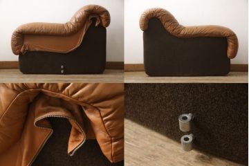 ヴィンテージ家具　デセデ(de Sede)　本革(レザー)　23連　お好みに合わせて自在にレイアウトできるスネークソファ(23ピース、ビンテージ、店舗什器)(R-066113)