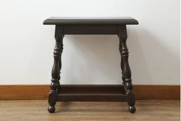 和製ビンテージ　松本民芸家具　#25型スツール・テーブル　クラシカルなデザインがお洒落なサイドテーブル(コーヒーテーブル、カフェテーブル、サイドテーブル、花台、飾り台、椅子、イス、ヴィンテージ)(R-066122)
