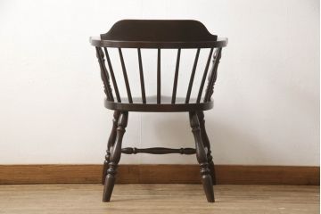 中古　松本民芸家具　#91型　落ち着きのある大人カフェ風インテリアが叶うキャプテンチェア(椅子、アームチェア、板座チェア、ダイニングチェア、イス)(R-066124)