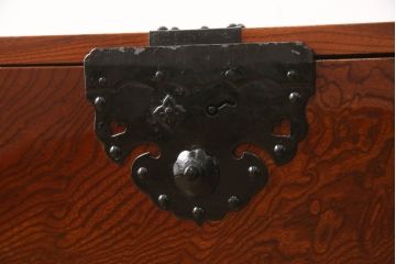 和製アンティーク　美品!!〈専門業者によるリペア済品〉前面欅(ケヤキ)材　素晴らしい杢目がお楽しみいただける時代箪笥ローボード(和たんす、収納箪笥、整理タンス、衣装箪笥、引き出し、サイドボード、ローチェスト)(R-066127)