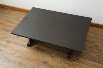 中古　北海道民芸家具　シックなデザインが魅力の折りたたみローテーブル(座卓、ちゃぶ台、文机、センターテーブル、折り畳み)(R-066129)