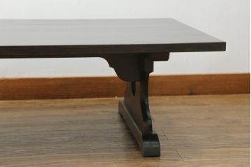 中古　北海道民芸家具　シックなデザインが魅力の折りたたみローテーブル(座卓、ちゃぶ台、文机、センターテーブル、折り畳み)(R-066129)