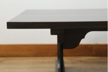 中古　北海道民芸家具　シックなデザインが魅力の折りたたみローテーブル(座卓、ちゃぶ台、文机、センターテーブル、折り畳み)(R-066129)