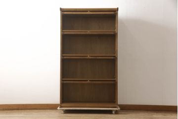 中古　美品　三越家具(現カントリーハウス)　Brugge(ブルージュ)　希少な絶版品!!　フラップ扉　クラシカルな佇まいが魅力の四段重ね風ブックケース(本箱、収納棚、戸棚、キャビネット、飾り棚、陳列棚)(R-066172)