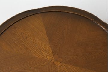 国産家具　松永工房　カンティーニュ(Continue)　猫脚の優美な曲線デザインがお洒落なラウンドテーブル(カフェテーブル、コーヒーテーブル、丸テーブル)(定価約14万6千円)(R-066174)