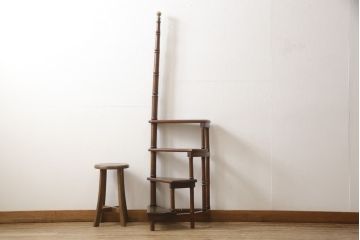 イギリスビンテージ　Lloyd's Antiques(ロイズ・アンティークス)　クラシカル空間を演出するライブラリーステップ(飾り棚、陳列棚、オープンシェルフ、ディスプレイラック、花台、店舗什器、ヴィンテージ、英国)(R-066190)