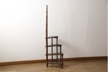 イギリスビンテージ　Lloyd's Antiques(ロイズ・アンティークス)　クラシカル空間を演出するライブラリーステップ(飾り棚、陳列棚、オープンシェルフ、ディスプレイラック、花台、店舗什器、ヴィンテージ、英国)(R-066190)