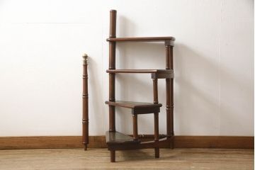 イギリスビンテージ　Lloyd's Antiques(ロイズ・アンティークス)　クラシカル空間を演出するライブラリーステップ(飾り棚、陳列棚、オープンシェルフ、ディスプレイラック、花台、店舗什器、ヴィンテージ、英国)(R-066190)