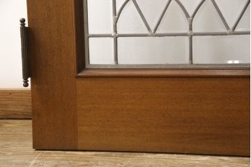 中古　激レア!!　特注品　DREXEL HERITAGE(ドレクセルヘリテイジ)　上品なデザインが魅力のステンドグラス入りドア2枚セット(親子ドア、ガラス扉、建具)(R-066203)