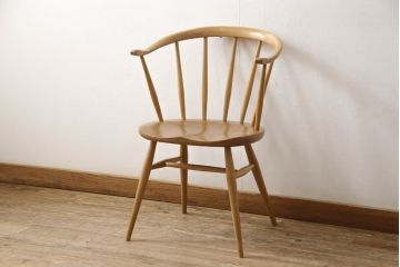 超レア! イギリスビンテージ　ERCOL(アーコール)　洗練されたデザインが格好いいスモーカーズチェア(ダイニングチェア、アームチェア、カウホーンチェア、椅子、イス、ヴィンテージ、英国)(R-066207)
