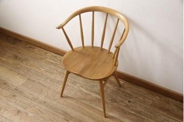 超レア! イギリスビンテージ　ERCOL(アーコール)　洗練されたデザインが格好いいスモーカーズチェア(ダイニングチェア、アームチェア、カウホーンチェア、椅子、イス、ヴィンテージ、英国)(R-066207)