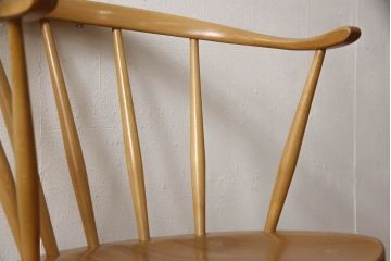 超レア! イギリスビンテージ　ERCOL(アーコール)　洗練されたデザインが格好いいスモーカーズチェア(ダイニングチェア、アームチェア、カウホーンチェア、椅子、イス、ヴィンテージ、英国)(R-066207)