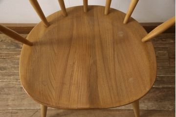 超レア! イギリスビンテージ　ERCOL(アーコール)　洗練されたデザインが格好いいスモーカーズチェア(ダイニングチェア、アームチェア、カウホーンチェア、椅子、イス、ヴィンテージ、英国)(R-066207)