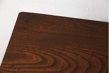 和製アンティーク　三方欅(ケヤキ)材　網代引き戸がアクセントの茶箪笥(違い棚、飾り棚、収納棚、戸棚)(R-066212)