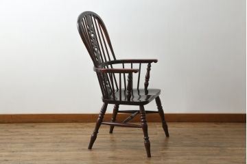 国産民芸家具　松本民芸家具風　和モダンテイストなお部屋におすすめのウィンザーチェア(ウインザーチェア、アームチェア、椅子、イス、板座チェア、ダイニングチェア)(R-066222)