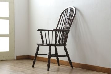 国産民芸家具　松本民芸家具風　和モダンテイストなお部屋におすすめのウィンザーチェア(ウインザーチェア、アームチェア、椅子、イス、板座チェア、ダイニングチェア)(R-066222)