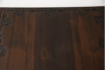 中古　特注品　激レア!　華やかさが際立つ軽井沢彫りバタフライテーブル(エクステンションテーブル、ダイニングテーブル、食卓、4人掛け、6人掛け)(R-066233)