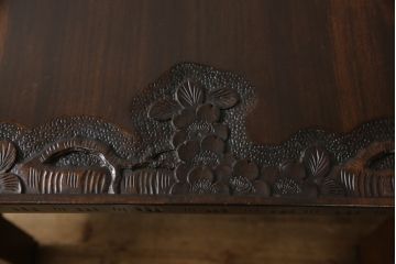 中古　特注品　激レア!　華やかさが際立つ軽井沢彫りバタフライテーブル(エクステンションテーブル、ダイニングテーブル、食卓、4人掛け、6人掛け)(R-066233)