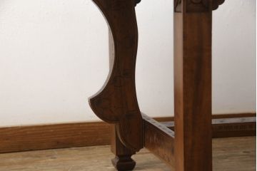 中古　特注品　激レア!　華やかさが際立つ軽井沢彫りバタフライテーブル(エクステンションテーブル、ダイニングテーブル、食卓、4人掛け、6人掛け)(R-066233)
