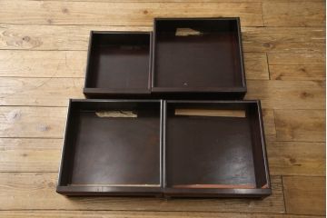 中古　唐木　花梨(カリン)材　深みのある色合いが美しい飾り棚(違い棚、茶棚、収納棚、戸棚、筆返し)(R-066234)